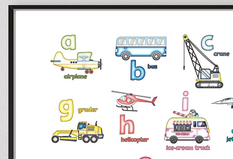Alphabet Horizontal Printable Poster Transportation Alphabet - Etsy