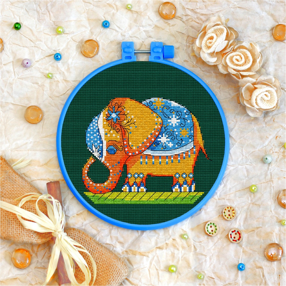 Cross stitch kit Elephant with Etsy