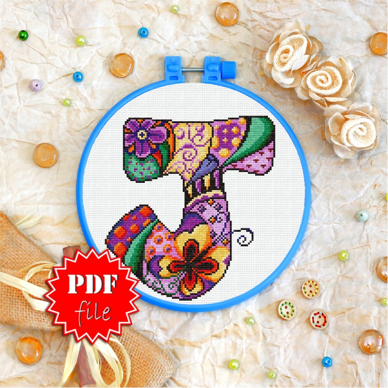 Cross stitch pattern \u00abLetter J\u00bb,PDF,Alphabets,Phrases and Sayings,Abstract,size in 17x17 6.7x6.7 cm