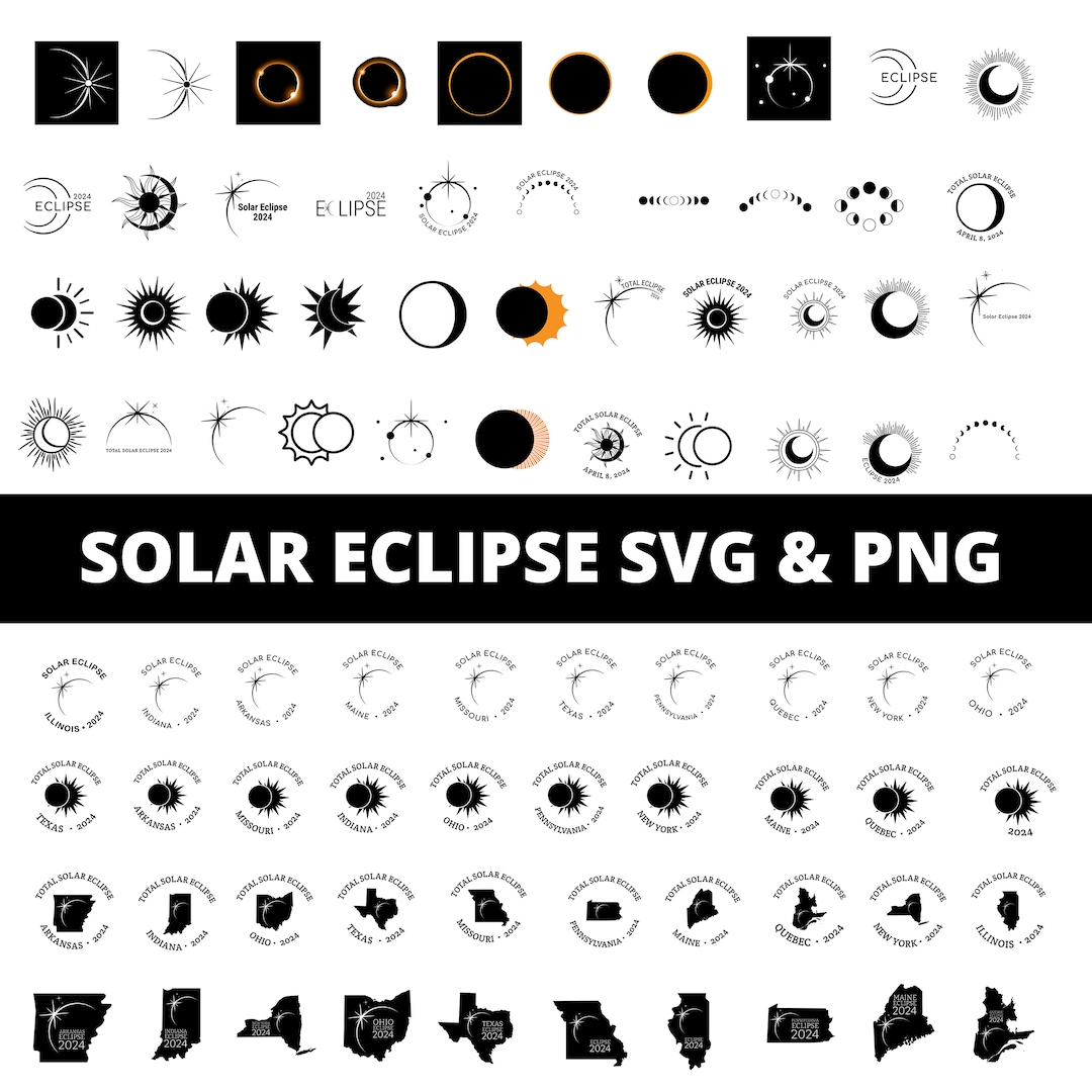 86 Solar Eclipse 2024 SVG & PNG, With Solar Eclipse Locations Etsy