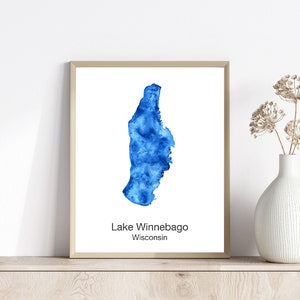 Lake Winnebago, Wisconsin Aquarell Druck, Lake Winnebago druckbare Poster