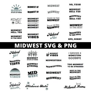 Paquete de 25 archivos SVG del Medio Oeste / Frases divertidas del Medio Oeste en formato SVG y PNG / Diseños de camisetas sarcásticas / Archivos de corte para Cricut / Archivos para Silhouette / Paquete de humor del Medio Oeste