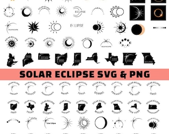 80 Solar Eclipse SVG & PNG, with Solar Eclipse Locations
