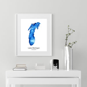 Lake Michigan Watercolor Print (with or without text)
