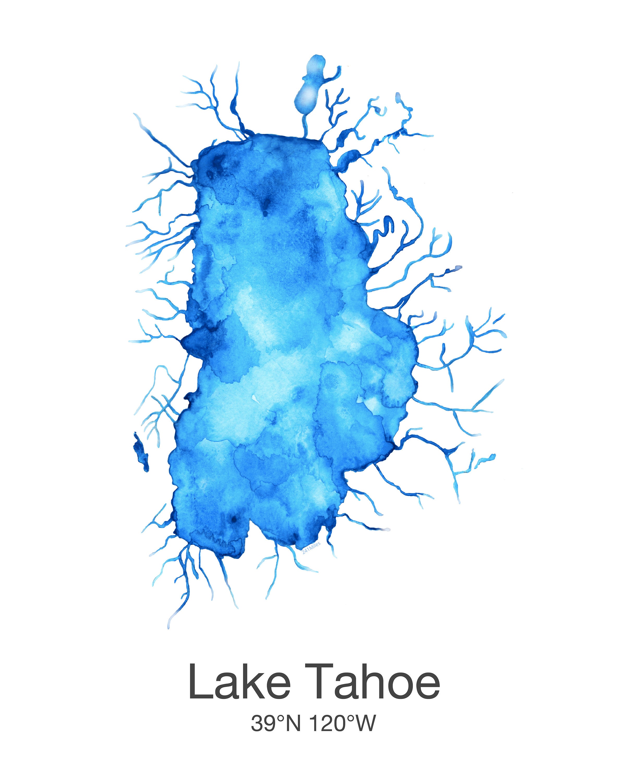 Lake Tahoe Watercolor Print, Lake Tahoe Printable Poster - Etsy