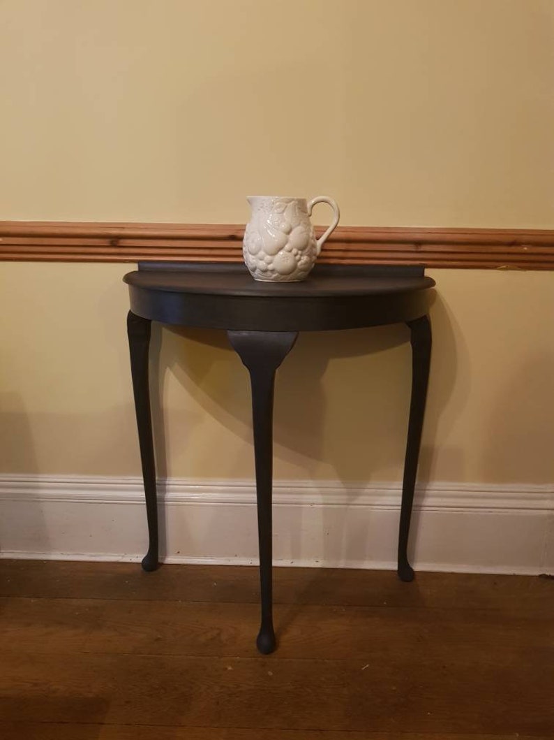 SOLD Console Half Moon Hall Table in Annie Sloane Napoleonic Blue and