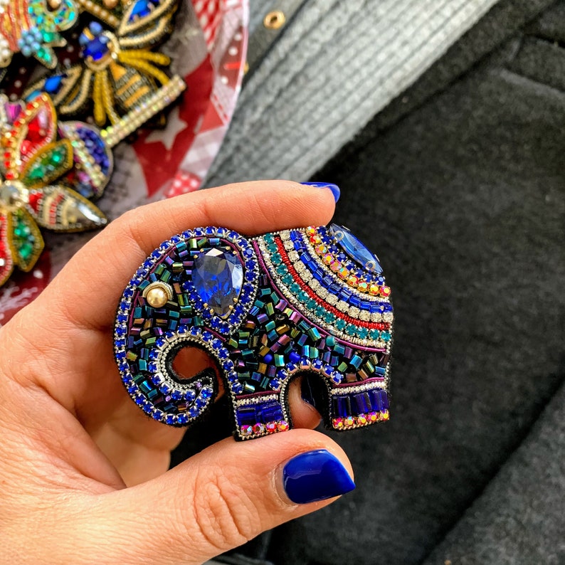 Elephant beaded broochHandmade Jewelryembroidered Etsy