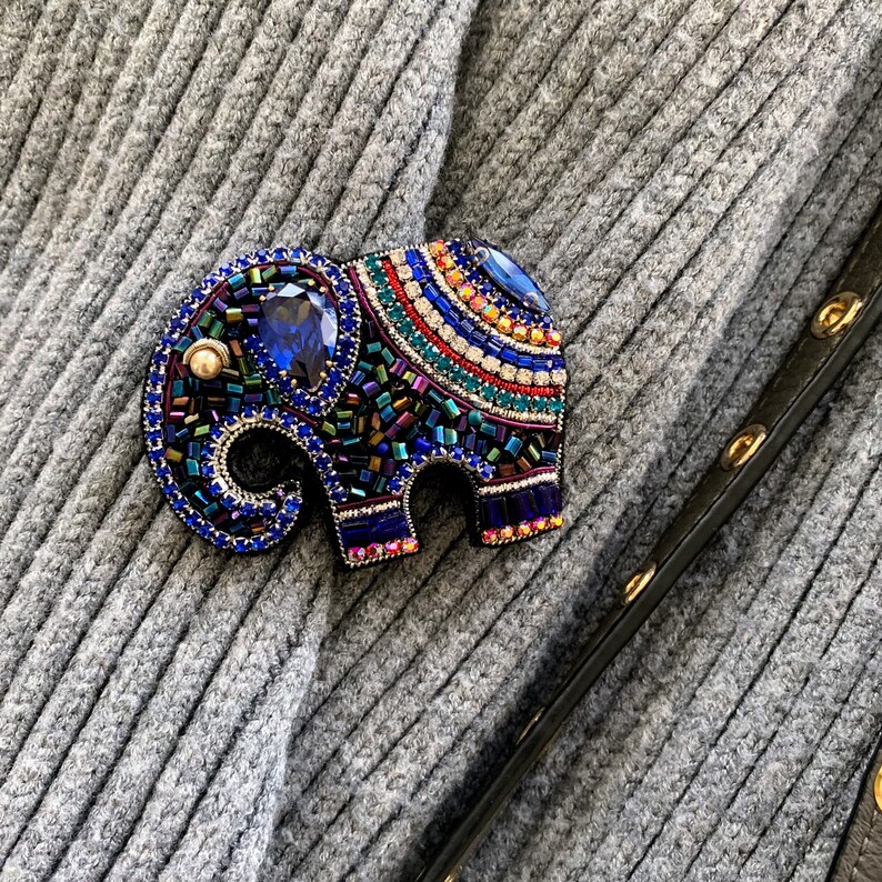 Elephant beaded broochHandmade Jewelryembroidered Etsy