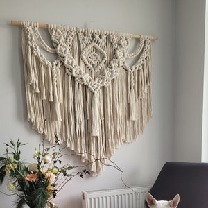 Large macrame backdrop, macrame wall hanging with tassels, macrame mural, hanging wall decor, hand made home decor, housewarming gift