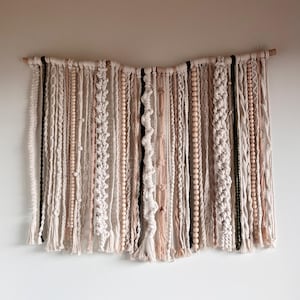 Macrame wall hanging with driftwood, custom tapestry, woven wall art, bedroom wall decor, extra large details, japandi and wabi sabi style
