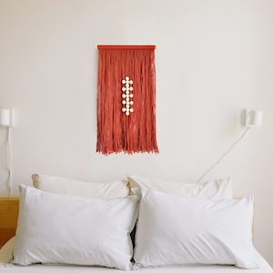 Small yarn wall hanging, textile wall art, macrame wall hanging, cottagecore room decor, mid century modern, woven wall hanging