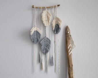 Leaf macrame wall hanging, colorful macrame feather wall decor, nursery room, boho home decor, housewarming gift, READY TO SHIP