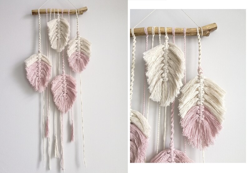 Macrame Feathers Wall Hanging Cotton Feather Wall Decor Wall Etsy