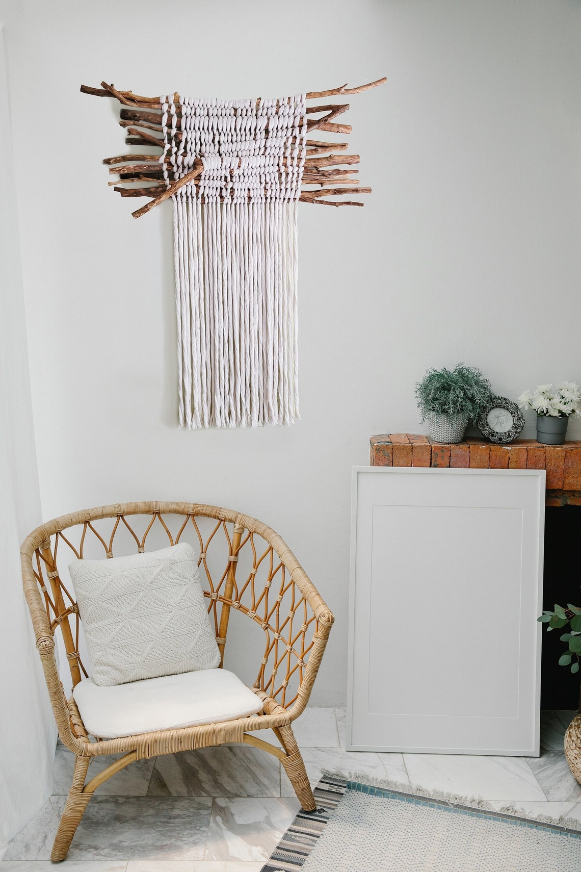 Japandi wall decor, modern macrame wall hanging, extra large textile