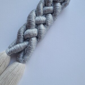 Chrome Decor - Unique Curvy Wall Hanging - Silver Rope Fiber Sculpture ...