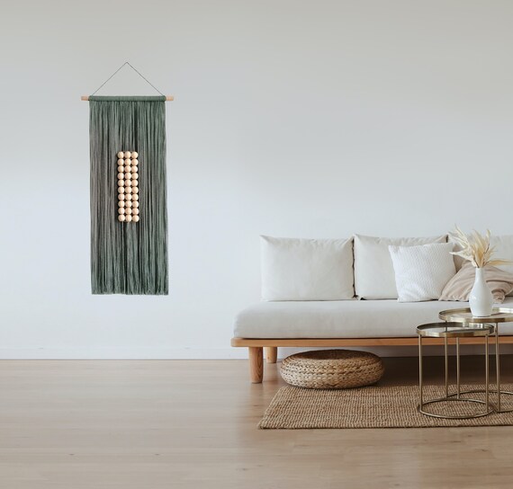 Yarn wall hanging, textile wall art, danish pastel decor, large macrame wall hanging, room divider, mid century modern
