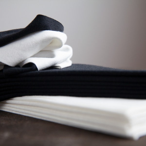 12 handkerchiefs as tissues | Reusable hankies | Made of organic bamboo-cotton | Eco-friendly | Zero waste | White/Black