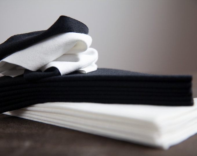 Handkerchiefs as Tissues | 12 Soft Reusable Hankies | Made of organic bamboo-cotton | Eco-friendly | Zero Waste | White/Black