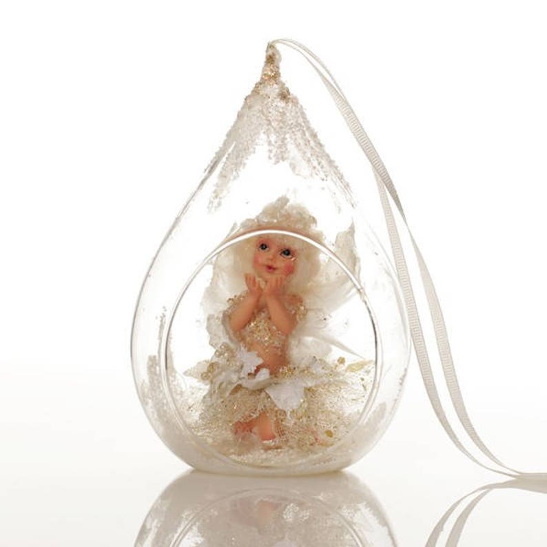 Glass Fairy Teardrop Christmas Ornament Etsy