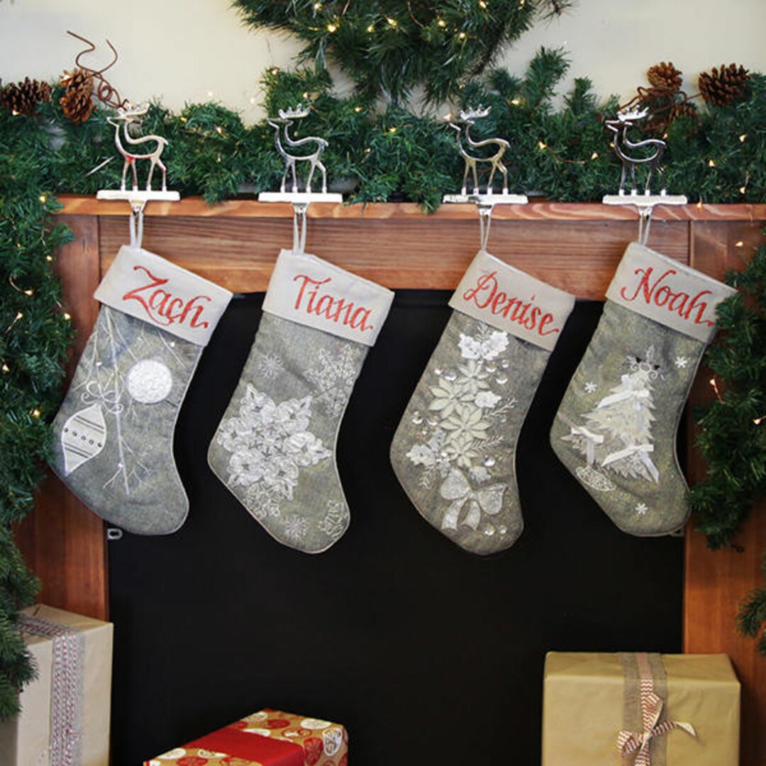 Personalised Silver Christmas Stockings Etsy