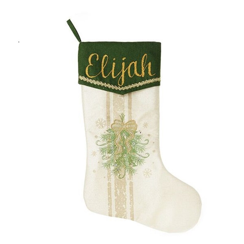 Personalised Green and Gold Christmas Stocking | Etsy