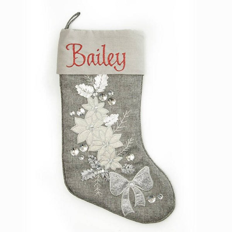 Personalised Silver Christmas Stockings Etsy