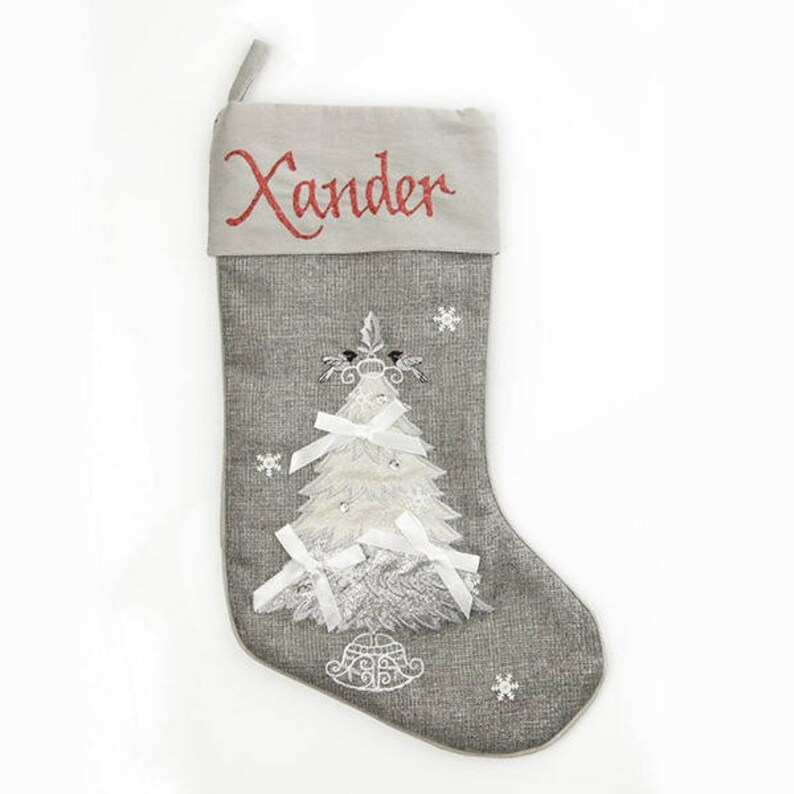 Personalised Silver Christmas Stockings Etsy