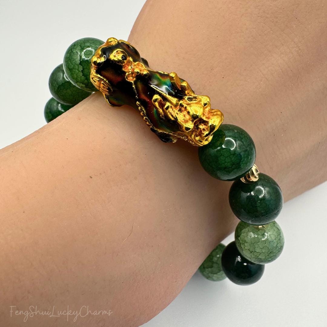 Emperor's Luck Pi Yao Jade Bracelet Feng Shui Golden Pixiu