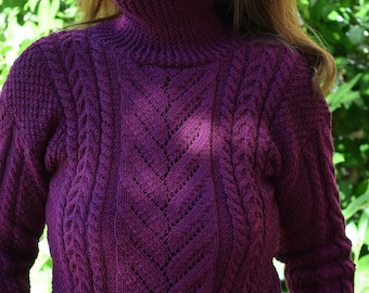 Hand knit luxury merino wool sweater, handknitted ladies sweater, handmade one of a kind knitted sweater, merino wool sweater