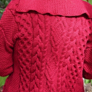Größe L, handgestrickte Strickjacke, Woll Cardigan mit Zopfmuster, Strickjacke mit dicken Knöpfen, Woll Cardigan Jacke, Woll Pullover Mantel