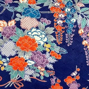 Vintage Japanese SILK Kimono Fabric Panel RINZU