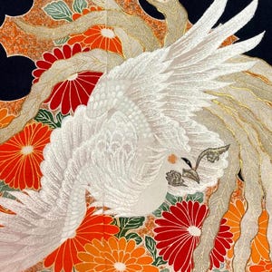 Vintage Japanese SILK Kimono TOMESODE Fabric Panel T-66C Triple Panel