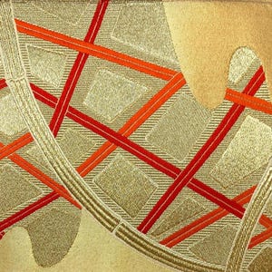 Vintage Japanese SILK Metallic Kimono OBI Fabric Panel #89