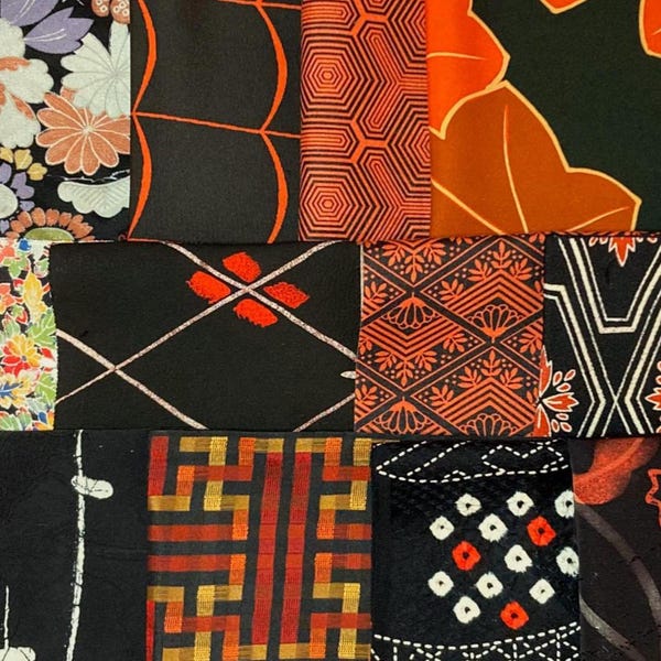 200g Packung Kimono OFFCUTS SEIDE Vintage Japanischer Stoff KP-269