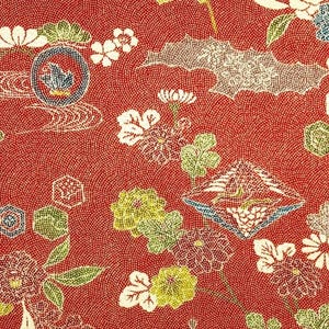Vintage Japanese SILK Kimono Fabric Panel RINZU