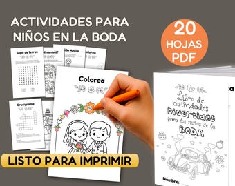 Wedding Activity Book for Kids in Spanish | Wedding Coloring Book for Kids | Printable with Games, Challenges, and Drawings – Digital PDF