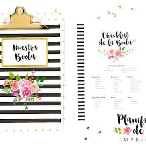 Downloadbare Wedding Planner, Printable Wedding Agenda, Wedding Organizer pdf, digitale download, print, invoeging of map afbeelding 1