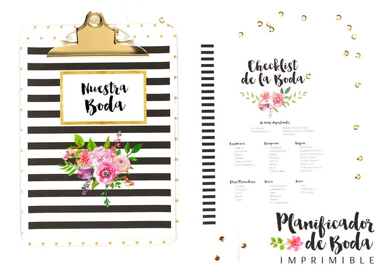 Downloadable Wedding Planner, Printable Wedding Agenda, Wedding Planner pdf, digital download, print, attach or folder image 1