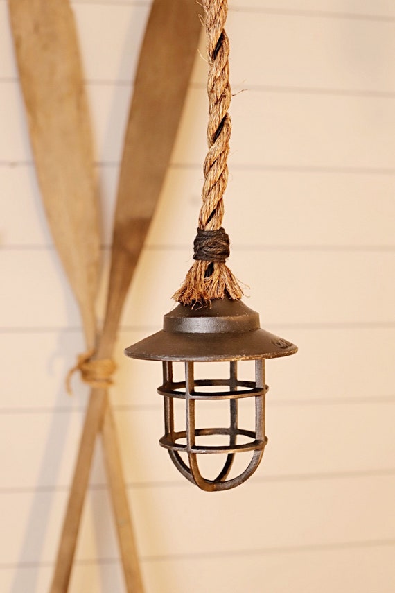 Antique Style Farmhouse Nautical Light Rope Fixture Pendant Image 0