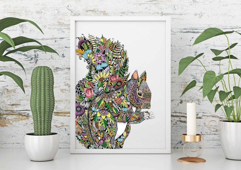 Squirrel A4 Art Print - Home Decor Prints - Woodland Creature Poster - Autumn Home Decor - House Warming Gift 