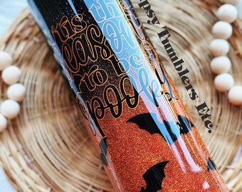 Halloween Ombre Glitter Tumbler: Spooky Bats Stainless Steel Cup