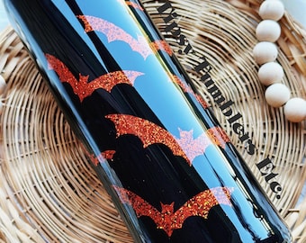 Halloween Bat Glitter Tumbler: Spooky Stainless Steel Drinkware