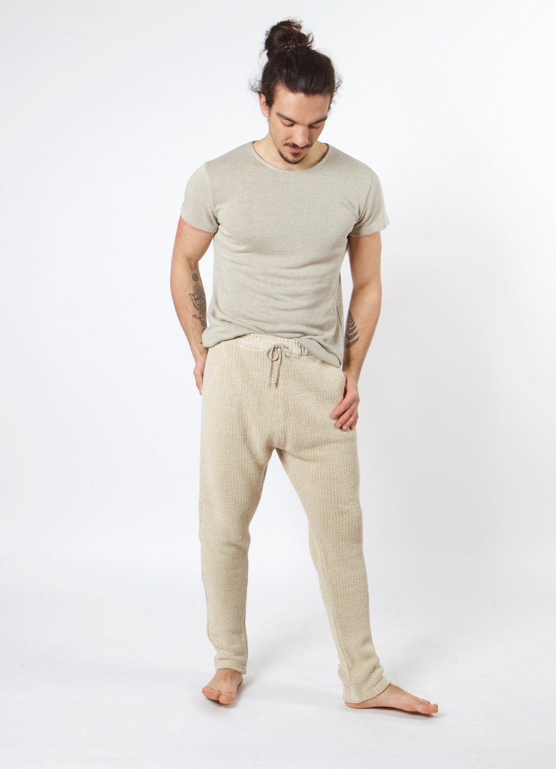 100 hemp knitted pants men NATURAL undyed hemp yoga Etsy