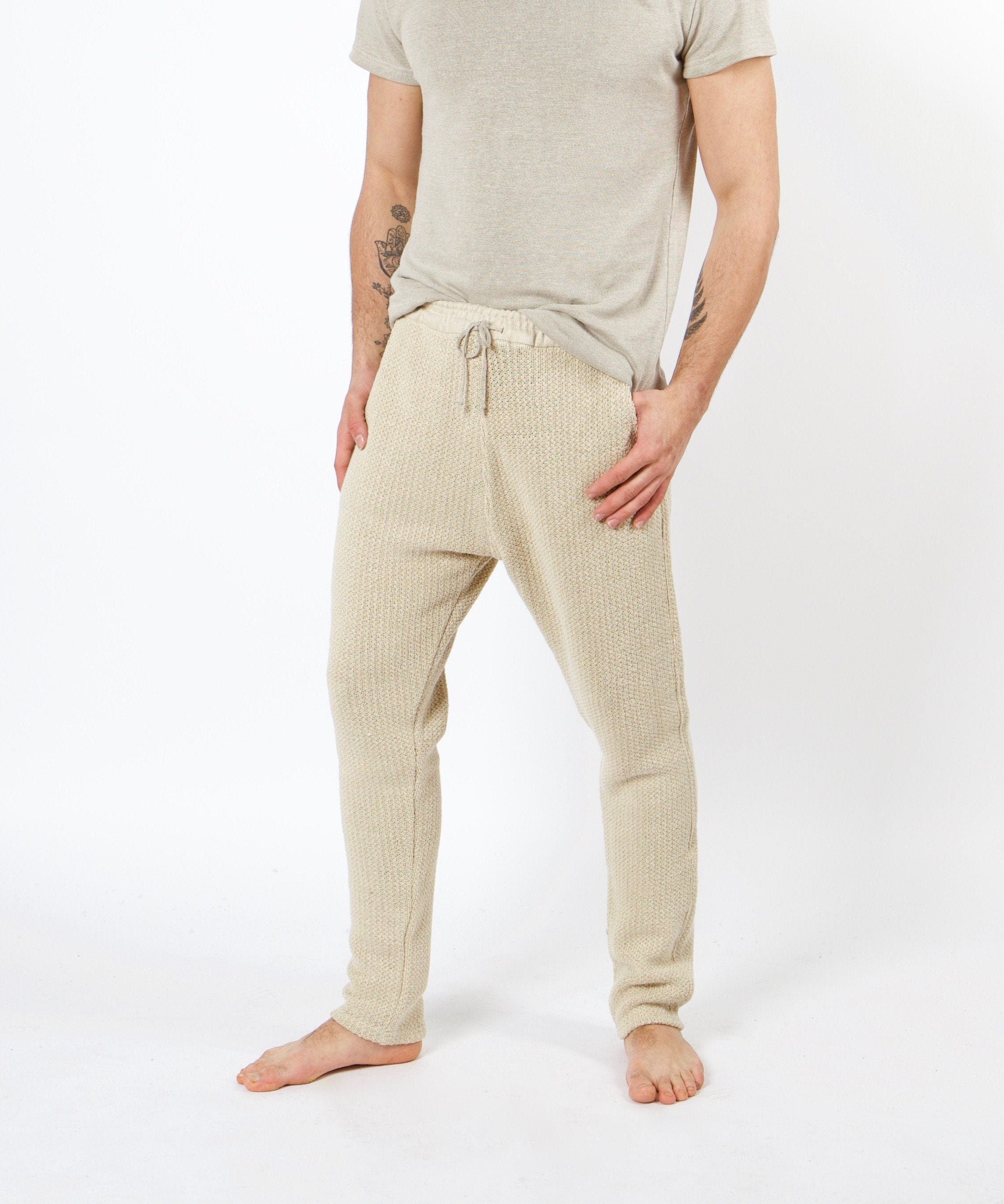 100% Hemp Knitted Pants for Men Yoga 
