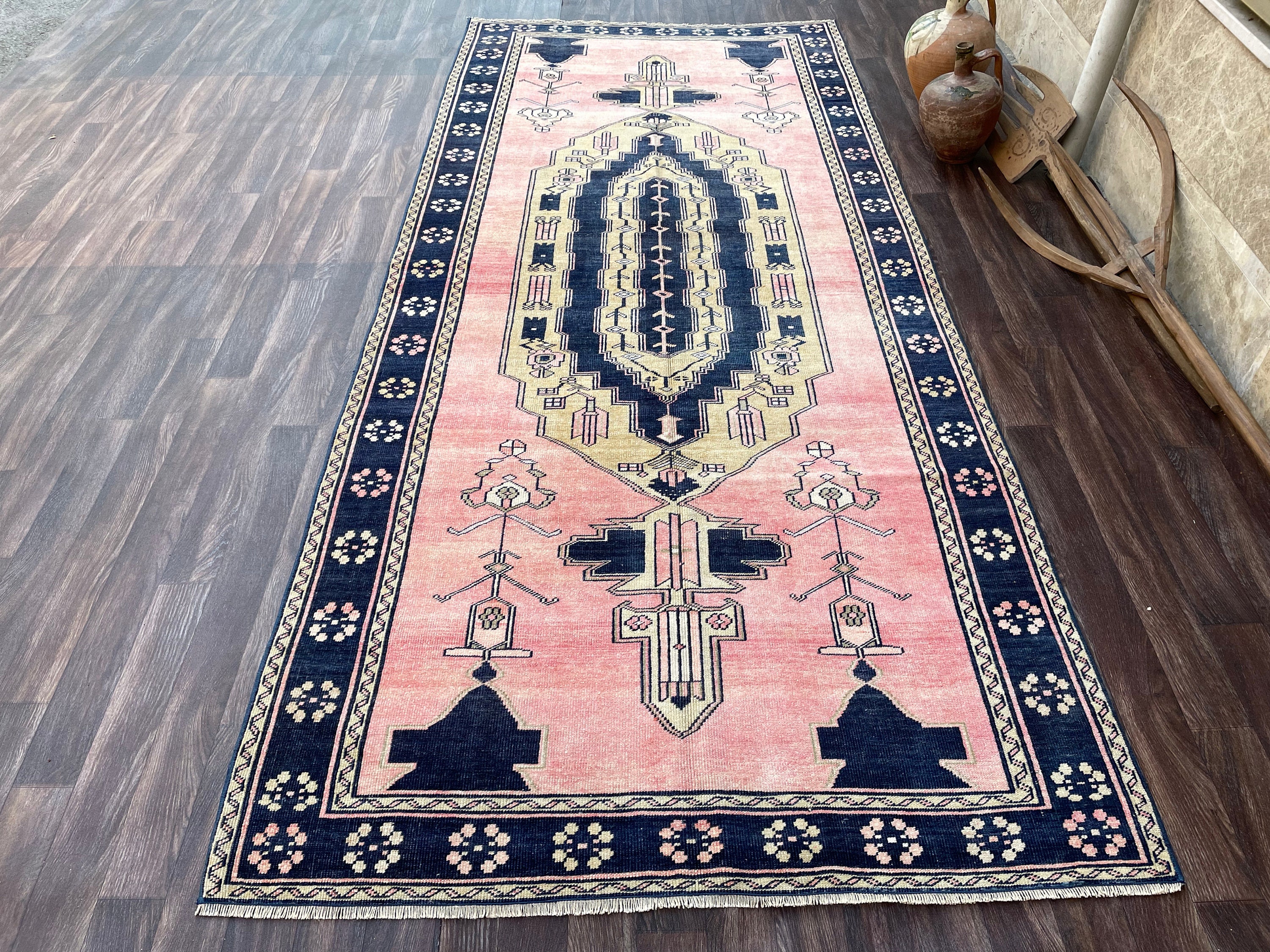 Tapis Turc 5x11, Tapis Oushak Vintage, de Laine, Salon, d'entrée, Bureau, Fait à La Main, Boho, Anat