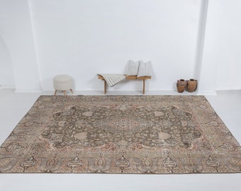 10x12 Vintage Rug, Unique Turkish rug, Oushak Rug, Over sized Rug,Area Rug,Living Room Rug, Low pile Rug,Antique Handmade Rug, Anatolian Rug