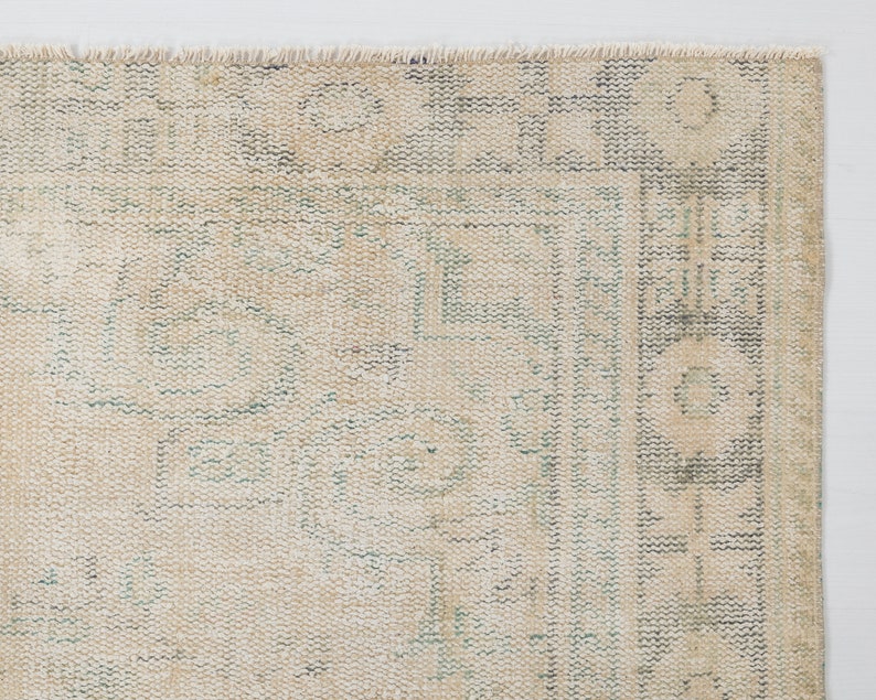 6x9 Turkish Rug, İvory Beige Vintage Rug , Oushak Rug, Made in Anatolian rug, Muted rug, İnterior rug, Pastel rug, Handmade rug, Sku: 2848 image 6