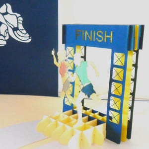 Maraton - Löpare - Mållinje - 3D - Pop up-kort - Lycka till - grattis - grattis på födelsedagen (sku184)