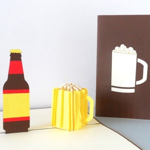 Beer Ale Flasche und Glas -3D -Pop Up Karte - Vatertag - Geburtstag - Well Done - Herzlichen Glückwunsch - Prost (sku014)