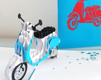 Vespa Scooter - 3D Pop up Card - Father's day- Birthday - Retirement (sku148)